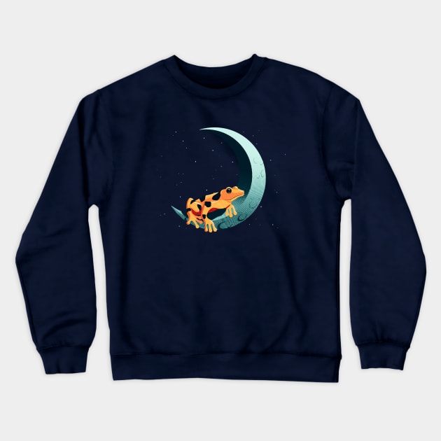 Frog on Moon Crewneck Sweatshirt by asitha